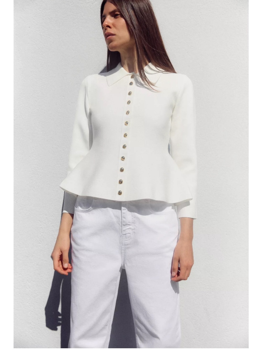 Zara Plain Peplum Cardigan Size Large NWT